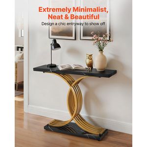 Consolle Moderna Dorata da 39 Pollici, Tavolo Rettangolare in Legno per Ingresso, Tavolo Lungo e Stretto da Divano, Mobile d'Appoggio Dietro il Divano - Product Image 2