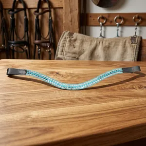 Annabelle Equestrian High Quality Customize size Leather Browband horse bride brow band hackamore <b>headband</b> manufacturer supplier - Product Image 2