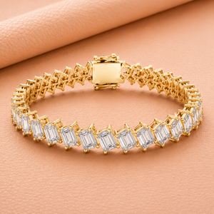 Luxury Emerald Cut Diamond Tennis Bracelet for Women Iced Gold Silver Rose Gold Wedding Party Jewelry <b>Gift</b> VVS1-VVS2 Clarity IGI - Product Image 2