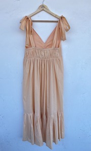 Robe longue bohème en coton à col en V pour femme, avec bretelles à nouer, sans manches, tenue d'été pour les vacances à la plage, fabricant en gros - Product Image 4