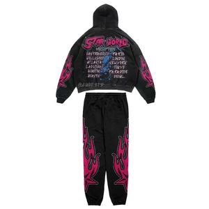 Ensemble de survêtements slim fit français en éponge pour hommes personnalisés sérigraphie à capuche pantalons de survêtement grande taille pour l'hiver - Product Image 2