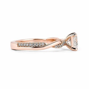 Bague de mariage et de fiançailles en or massif 10K 14K 18K et platine, avec diamant de laboratoire taille princesse, motif pavé torsadé - Product Image 3