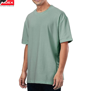 INDEX Men's Solid Green Short Sleeve T-Shirt O-Neck Regular Fit Casual Knitted Cotton Jersey Plain Dyed - Product Image 4