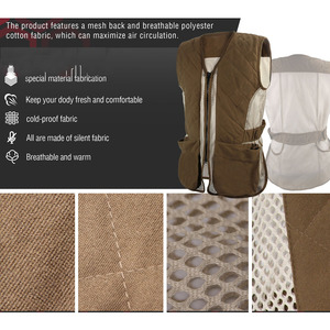 Custom Breathable Hunting Vest Multi Pocket Tactical <b>Shooting</b> Vest Lightweight Quilted Mesh Outdoor Hunting Jacket - Product Image 4