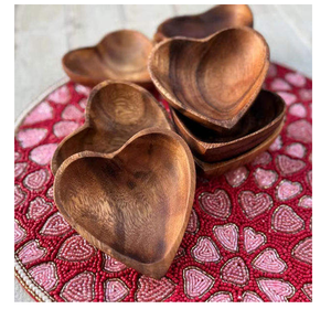 Multifunctional Eco-Friendly Polished Wooden <b>Heart</b> <b>Shape</b> Food Serving Bowl - Product Image 1