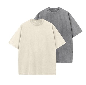 T-shirt vintage surdimensionné en coton 100% délavé à l'acide pour homme, style streetwear hip-hop estival - Product Image 1