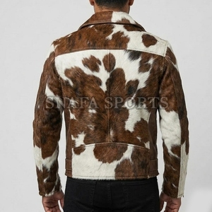Custom 100% Genuine Cow Hide <b>Leather</b> Biker <b>Jacket</b> Hair on <b>Leather</b> <b>Jackets</b> Available At Reasonable Price With Custom Packing - Product Image 2