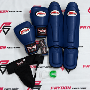 Gants de boxe thaïlandaise et de MMA professionnels en cuir véritable, légers, personnalisables, à double lacet, avec protège-tibias et bandages de main pour l'entraînement - Product Image 5