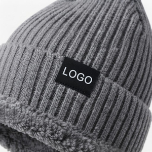 Solid Gray Knitted Beanie With Fleece Lining For Men Women Casual Wear <b>Warm</b> <b>Hat</b> For Winter - Product Image 5