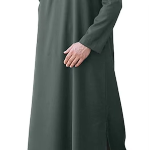 Jubbah Saudí para Hombre, Thobe Islámico de Color Sólido, Talla Grande, Informal, Personalizable, de Algodón Transpirable de Alta Calidad, en Oferta - Product Image 2