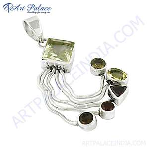 Ensemble de bijoux en pierres précieuses naturelles avec grenat de cristal de quartz fumé citrine en argent - Product Image 1
