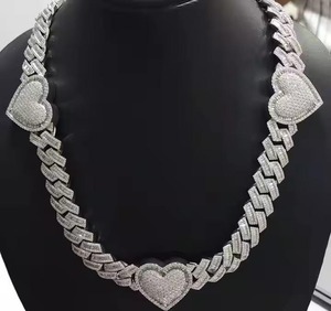 Collier chaîne à maillons de luxe en argent 925 plaqué rhodium avec moissanite 5A taille baguette 20MM sertie en canal, unisexe, style Hip Hop, pour mariage, vente en gros - Product Image 1