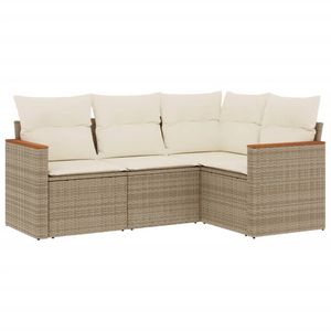 Set Divano da Giardino in Polyrattan Beige con Struttura in Acciaio Verniciato a Polvere, Mobili da Esterno Durevoli in Poliestere - Product Image 2