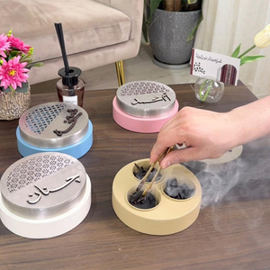 Quemadores de Incienso Triangulares Modernos de Madera con Tapas con Caligrafía Árabe Cortadas con Láser. Decoración Premium al por Mayor para el Ramadán, para Uso con Incienso - Product Image 6