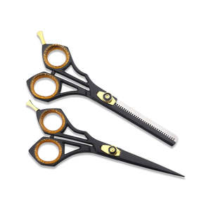 Ensemble de coupe de cheveux professionnel pour salon de coiffure en 2 pièces, ciseaux à effiler et ciseaux droits en acier inoxydable japonais J2, pour la coiffure - Product Image 2