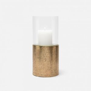 Porte-bougie en verre rustique classique avec base en pierre vieillie pour une décoration de table intemporelle - Product Image 6