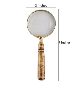 Loupe en métal avec poignée artisanale, loupe de bureau décorative vintage, style antique, objet de collection pour la maison et le bureau - Product Image 5