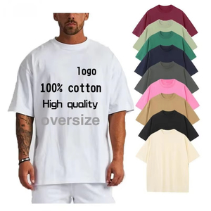 เสื้อยืดโอเวอร์ไซส์ผู้ชาย ผ้าฝ้าย 100% แขนสั้น คอกลม สีพื้น ใส่สบาย ระบายอากาศได้ดี ผ้าเจอร์ซีย์ถัก พิมพ์ลายโลโก้ด้านหน้า - Product Image 1