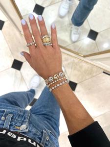 Bracelet Smiley Diamant Pavé en Or Massif 14K, Diamant de Laboratoire Taille Ronde, 7 Pouces, Fermoir Mousqueton, Solitaire, Bijou Fin Moderne et Tendance - Product Image 4