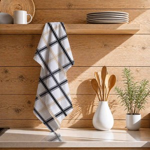 Serviette de cuisine 100% coton, motif gaufré, séchage rapide, sans AZO, avec motif à carreaux, en provenance d'Inde, serviettes de cuisine douces - Product Image 1