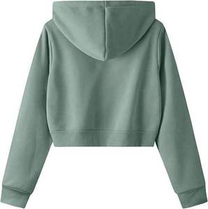 เสื้อฮู้ดครอปแบบซิป ยูนิเซ็กซ์ สีพื้น แขนยาว สวมใส่สบาย เหมาะกับฤดูใบไม้ร่วง ทรงปกติ ผ้าเฟรนช์เทอร์รี่ - Product Image 5
