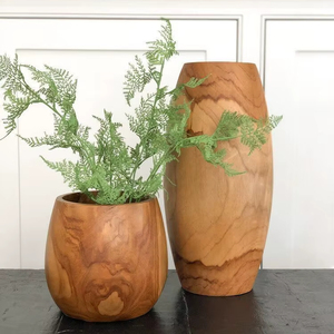 New Designed Hand Carving Rustic Wooden Custom Shape Vase for <b>Table</b> Top Decor at Wholesale Rates From Indian Supplier - Product Image 1
