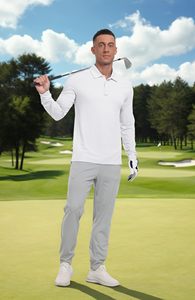 Chemises décontractées pour hommes, couleur unie, polos de golf à manches longues, UPF 50+, polos à col à manches longues, vêtements de travail, logo personnalisé, chemises vierges - Product Image 6