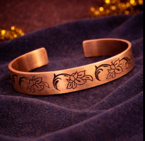 Pure Copper <b>Engraved</b> Floral Flower Swirl Pattern <b>Bangle</b> Bracelet Luxury Handmade Personalization High Polish <b>Bangle</b> Jewelry - Product Image 5