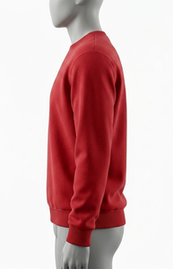 เสื้อสเวตเชิ้ตคอกลมสีแดงสำหรับผู้ชาย ทรงปกติ ผ้าถัก สีพื้น สไตล์ลำลอง - Product Image 3