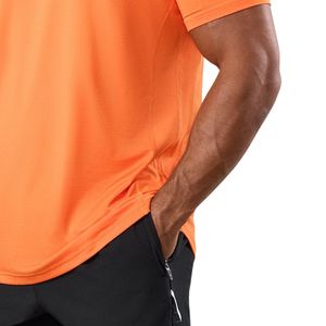 Mens Orange <b>Athletic</b> Graphic Print TShirt Casual Short Sleeve Crew Neck Sportswear Lightweight Breathable Summer Gym Fitness Tee - Product Image 3