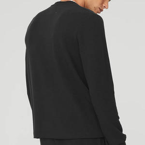 Camiseta de Manga Larga para Hombre, Cuello Redondo, Corte Regular, Color Sólido, Informal, de Algodón Tejido Transpirable - Product Image 4
