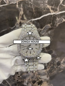 Montre automatique pour homme de luxe vintage, analogique, avec diamants Moissanite VVS, mouvement suisse, boîtier en acier inoxydable, verre en cristal, best-seller - Product Image 1