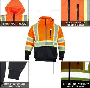 เสื้อกั๊กนิรภัยสีเหลืองสะท้อนแสง ANSI Class 2 EN ISO Class 1 กันน้ำ 100% โพลีเอสเตอร์ ปรับแต่งโลโก้ได้ ชุดทำงาน - Product Image 5