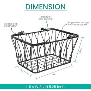 Panier utilitaire polyvalent de 15 pouces en fil d'acier robuste avec poignées courbées pour une prise en main facile, solution de rangement décorative - Product Image 5