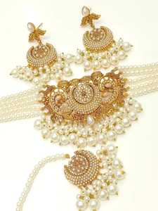 Juego de Joyería de Lujo al por Mayor, Collar y Aretes de Cristal Chapados en Oro para Mujer, Diseños Personalizados Disponibles para Bodas - Product Image 2