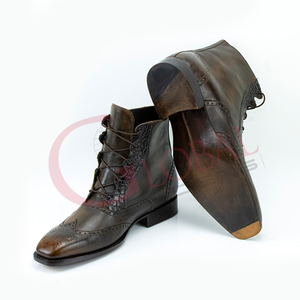 Botas de Vestir Formales de Negocios para Hombre, Elegantes, de Cuero, con Cordones y Puntera de Alas, con Estampado de Cocodrilo, Estilo Clásico de Caballero - Product Image 5