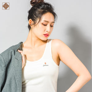 Camisetas sin mangas de cuello redondo de punto transpirable llamativas con diseño impreso de logotipo personalizado para mujer - Product Image 2