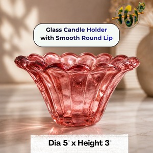 Porte-bougie en verre fait main de haute qualité, forme ronde, rouge, diamètre 5 pouces, résistant à la chaleur, décoration d'intérieur - Product Image 1
