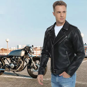 Chaqueta de Cuero Genuino para Hombre, Nueva Llegada, Chaqueta de Motociclista de Piel Vacuna Premium, Corte Ajustado, Prenda Exterior a la Moda - Product Image 5