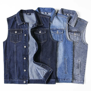 <b>Mens</b> Streetwear Fashion Denim <b>Vest</b> <b>Slim</b> Cut Button Up Waistcoat Modern Streetwear Sleeveless Denim Jacket For Sale - Product Image 1