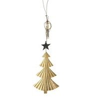 Ornement de Noël traditionnel fait main, électroplaqué or, avec contour de feuille naturelle en aspère/cotonier véritable