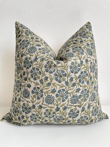 Hand Block Linen Pillow <b>Cover</b> Cushion <b>Cover</b> Hand Block Printed Cotton Cushion <b>Cover</b> for Home Decor By INDIAN TEXTILES H/L - Product Image 5
