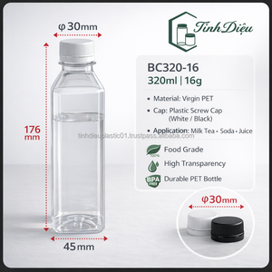 High Quality BPA-Free 320ml PET <b>Bottle</b> Durable <b>Smoothie</b> Beverage Container CV320-19 - Product Image 6