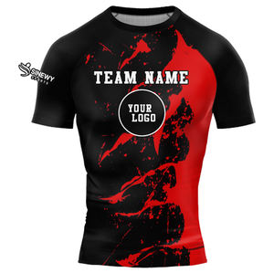 Chemise de compression à manches courtes unisexe respirante, anti-bactérienne, à séchage rapide, UPF50, personnalisée, imprimée par transfert thermique - Product Image 1