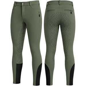 Pantalon d'équitation professionnel à grip intégral, taille haute, fermeture éclair, en coton, coupe ajustée, poches latérales, protection dorsale pour - Product Image 4
