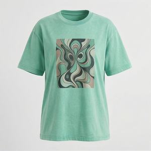 T-shirt vintage délavé à l'acide, motif graphique personnalisé, en coton pur épais, coupe oversize, vêtement tricoté, couleur personnalisable, tendance - Product Image 1