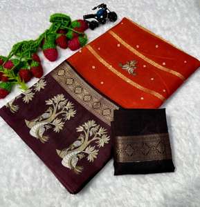 Sari de Seda Premium Saurya Life Style con Pallu Peshwai, Diseño de Doble Borde Zari, Tradicional para Fiestas, Todas las Temporadas, Secado Rápido - Product Image 4