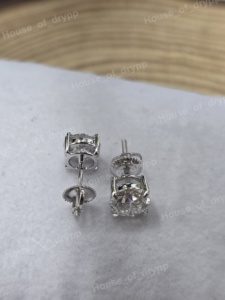 925 <b>Silver</b> Round Diamond <b>Stud</b> <b>Earrings</b> Claw Setting Classic Everyday Wear Unisex Jewelry - Product Image 1