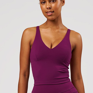 Women's <b>Purple</b> V-Neck Sleeveless Sport <b>Tank</b> <b>Top</b> Breathable Knitted Activewear Fitness Yoga Workout <b>Top</b> - Product Image 1