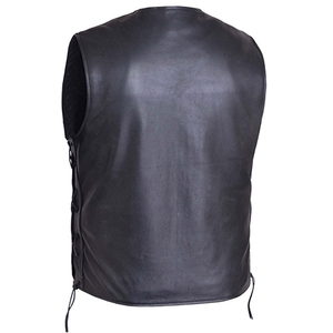 Gilet en cuir de haute qualité style motard, fabrication OEM, marque privée, vente en gros, export, industrie de la mode - Product Image 2